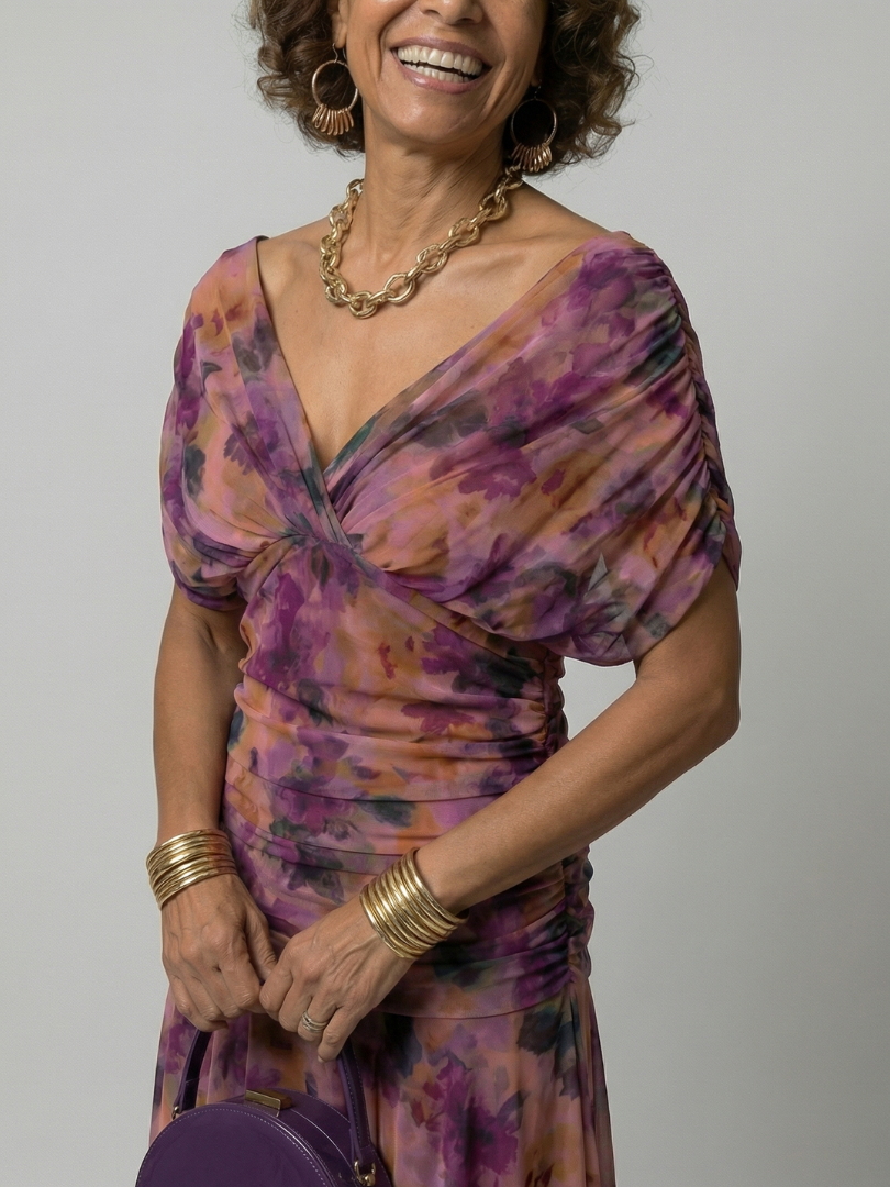Robe midi décontractée épaules dénudées Calen