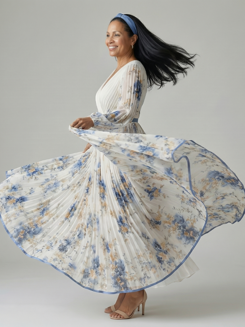 Robe midi plissée cache-cœur Rielle