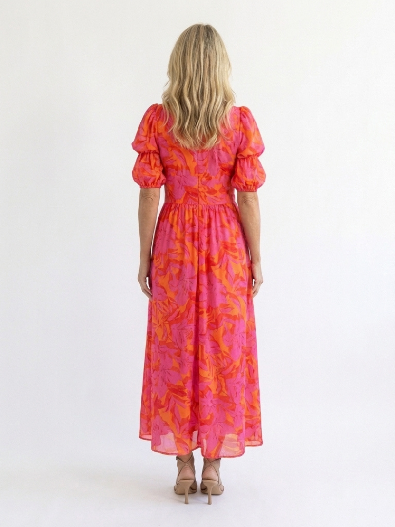 Robe Midi à Manches Bouffantes Marie