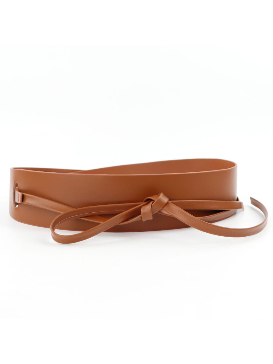 Ceinture Large Femme Tendance en Similicuir avec Nœud