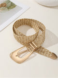 Cinturón de Mujer Chic Trenzado en Algodón y Lino con Hebilla Imitación Metal Dorado