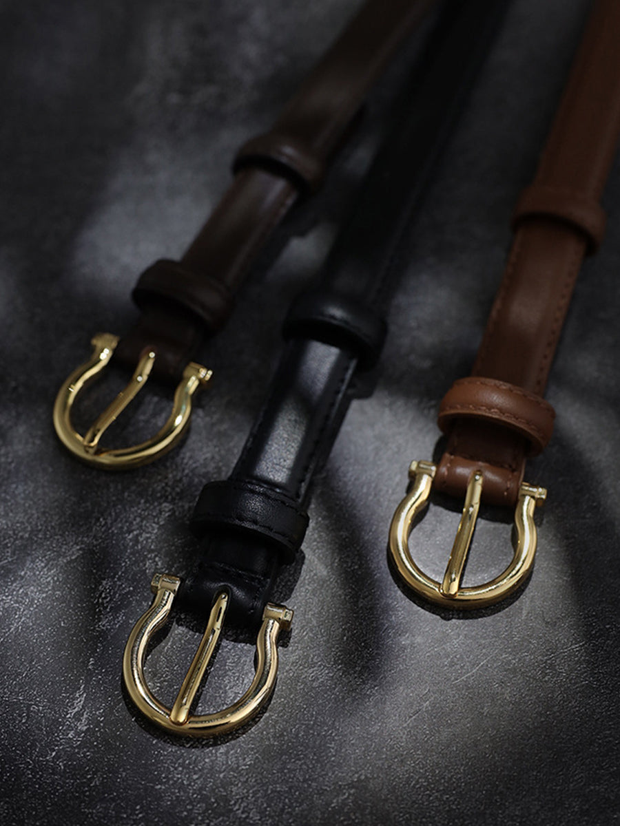 Cinturón de Mujer Vintage con Hebilla Horsebit en Cuero Sintético