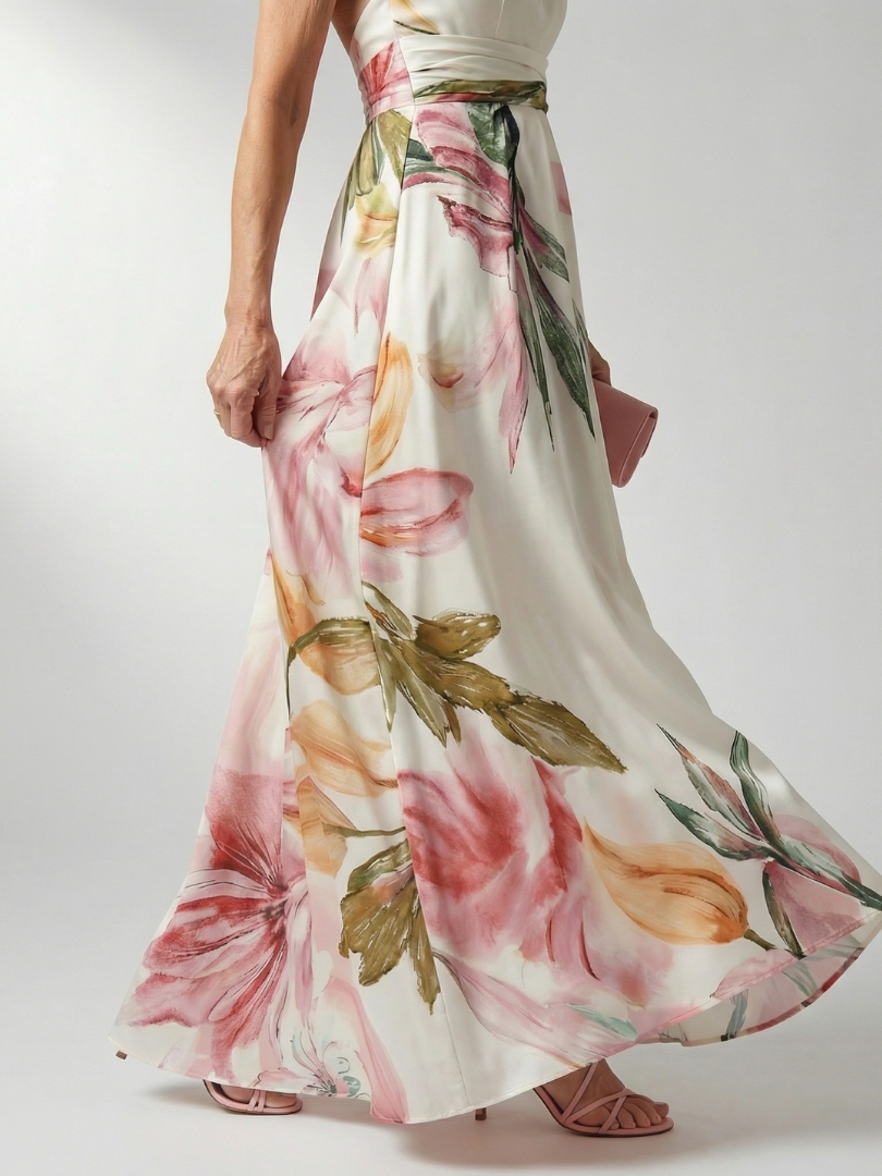 Robe longue fluide à imprimé fleuri Amiel
