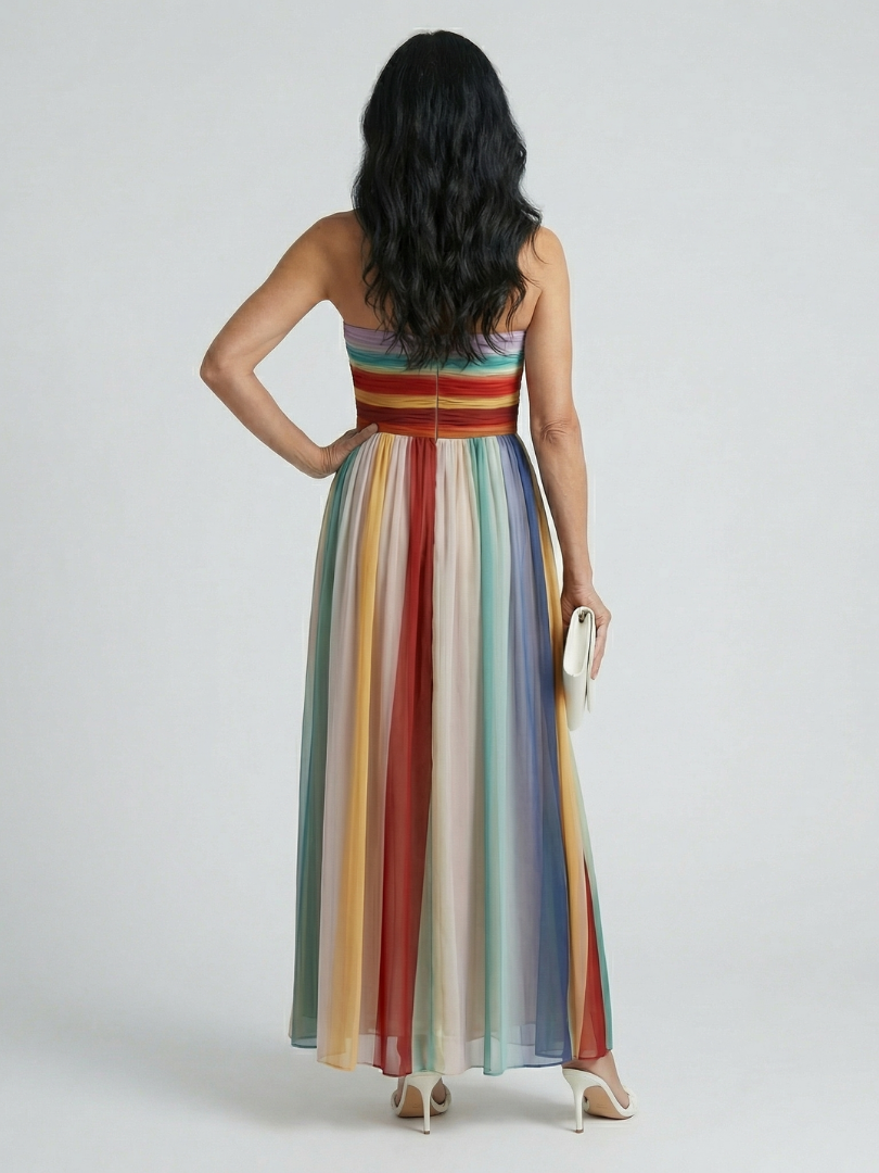 Robe longue à rayures légères Sereine