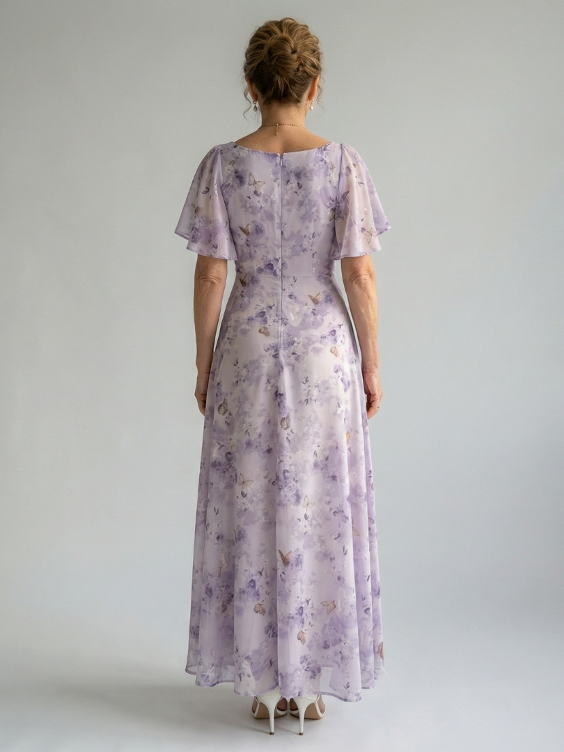 Robe midi Vaelis à manches volantées