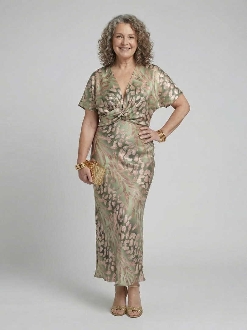 Robe midi Coralie à imprimé abstrait