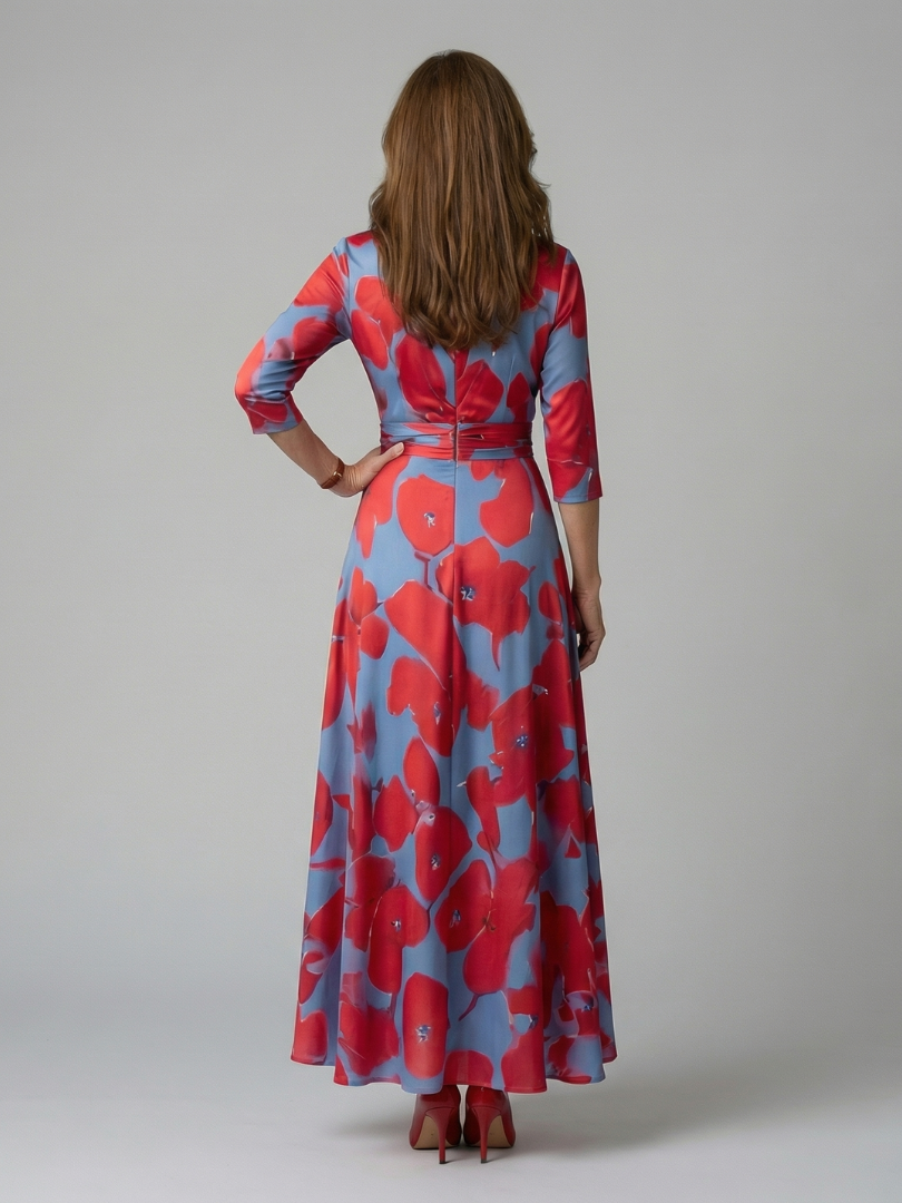 Robe midi cache-cœur à col Celine