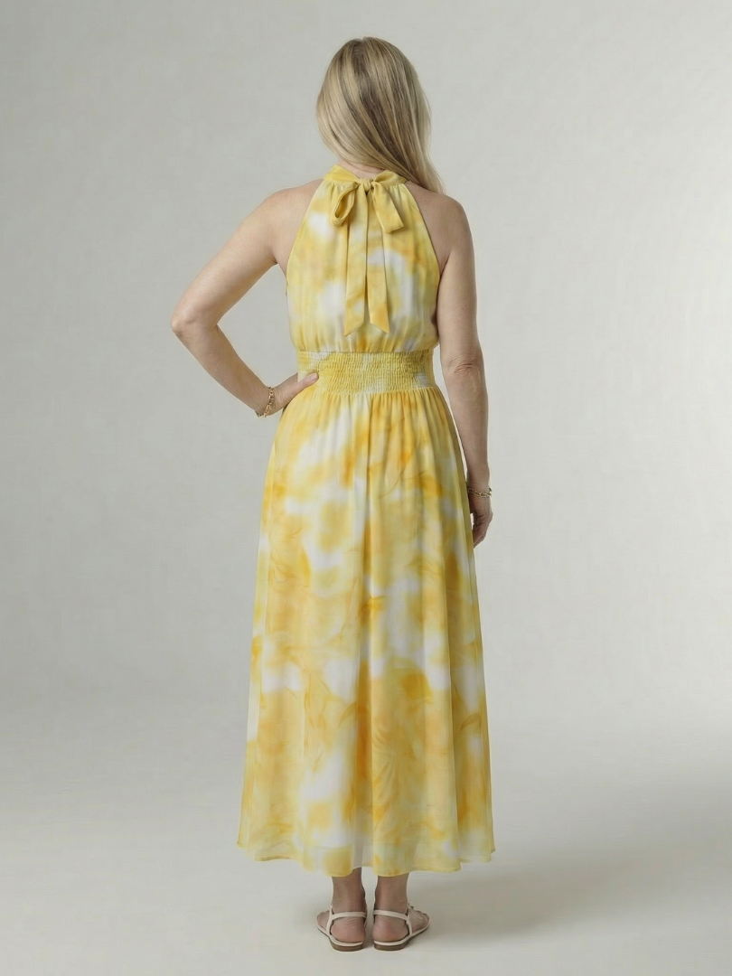 Robe midi Sylin froncée à col halter