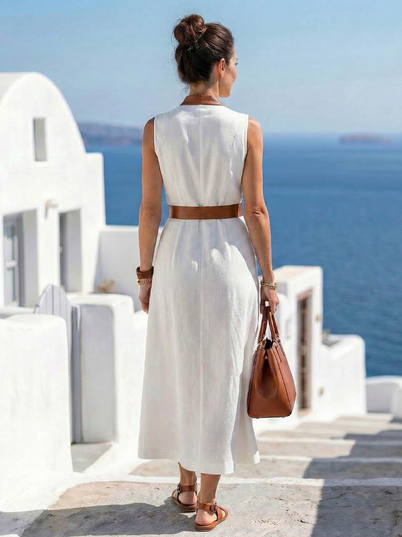 Robe Midi à Lignes Contrastées Myra