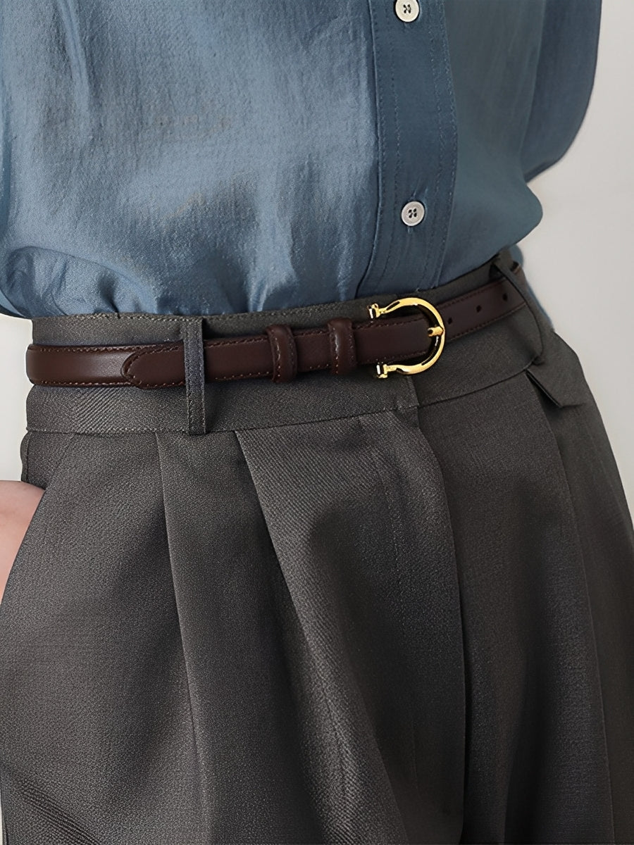 Cinturón de Mujer Vintage con Hebilla Horsebit en Cuero Sintético