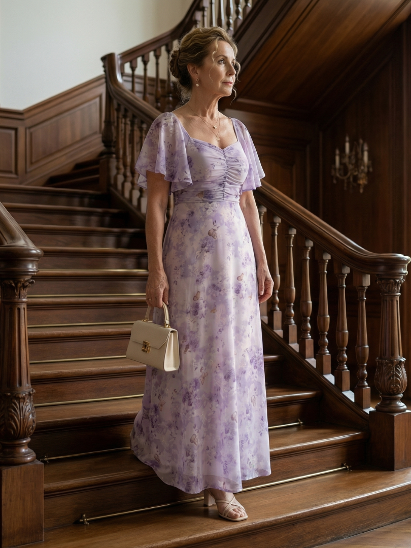 Robe midi Vaelis à manches volantées