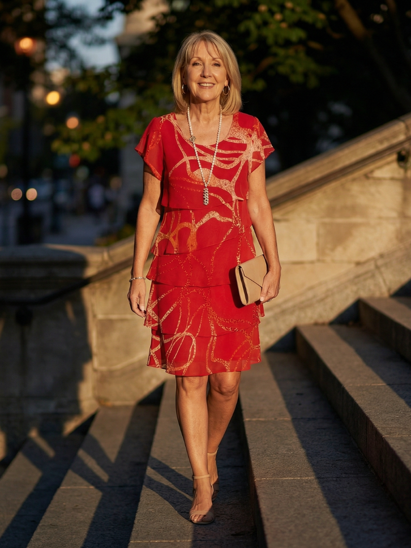 Robe mi-mollet abstraite douce Nora