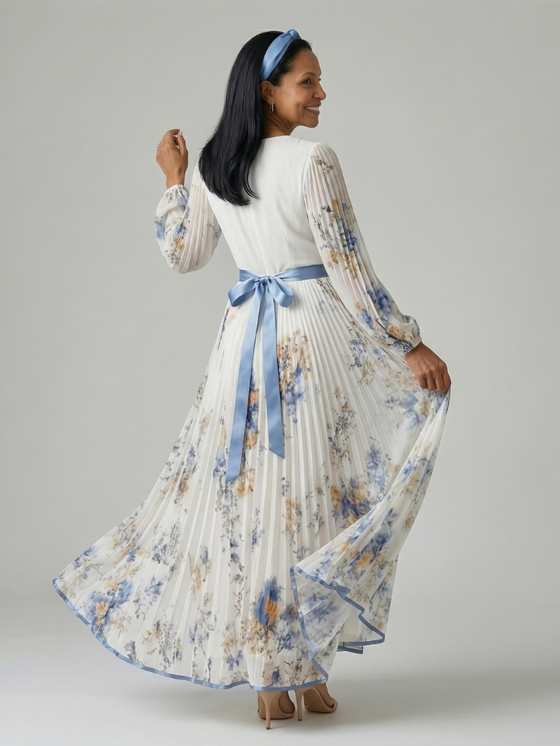 Robe midi plissée cache-cœur Rielle