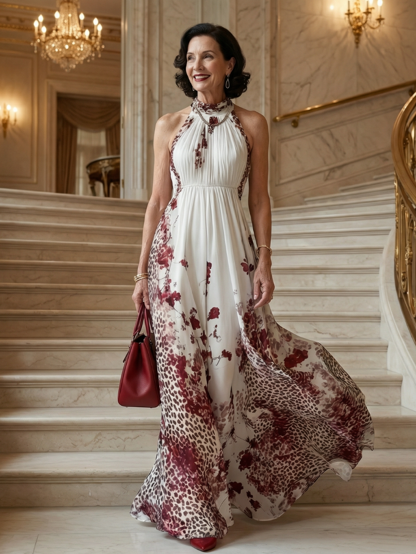 Robe longue plissée blanche Orlune