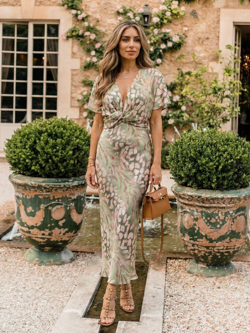 Robe midi Coralie à imprimé abstrait