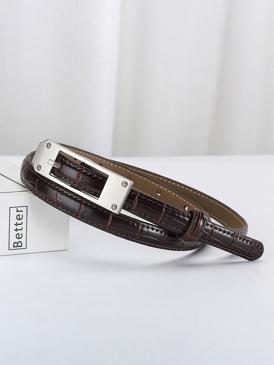Ceinture fine pour femme tendance en cuir de crocodile