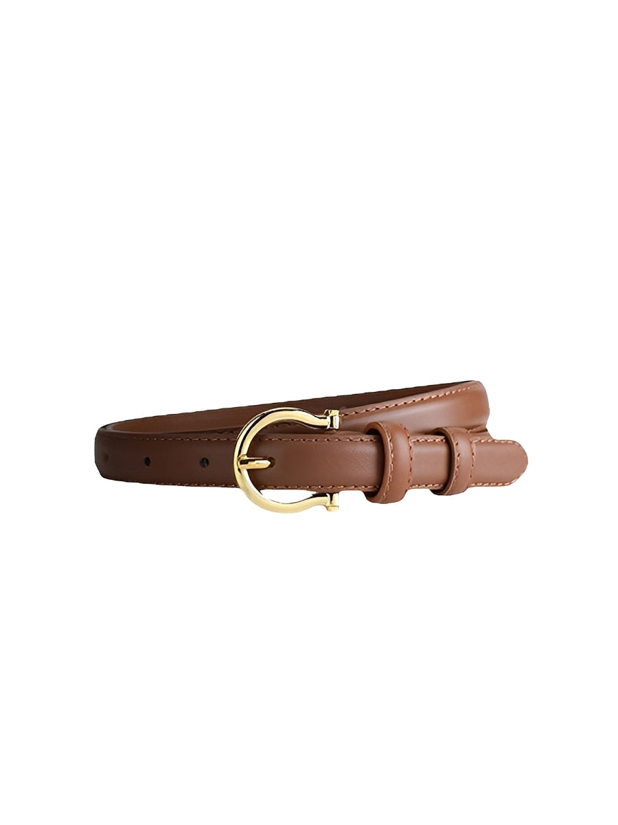Cinturón de Mujer Vintage con Hebilla Horsebit en Cuero Sintético