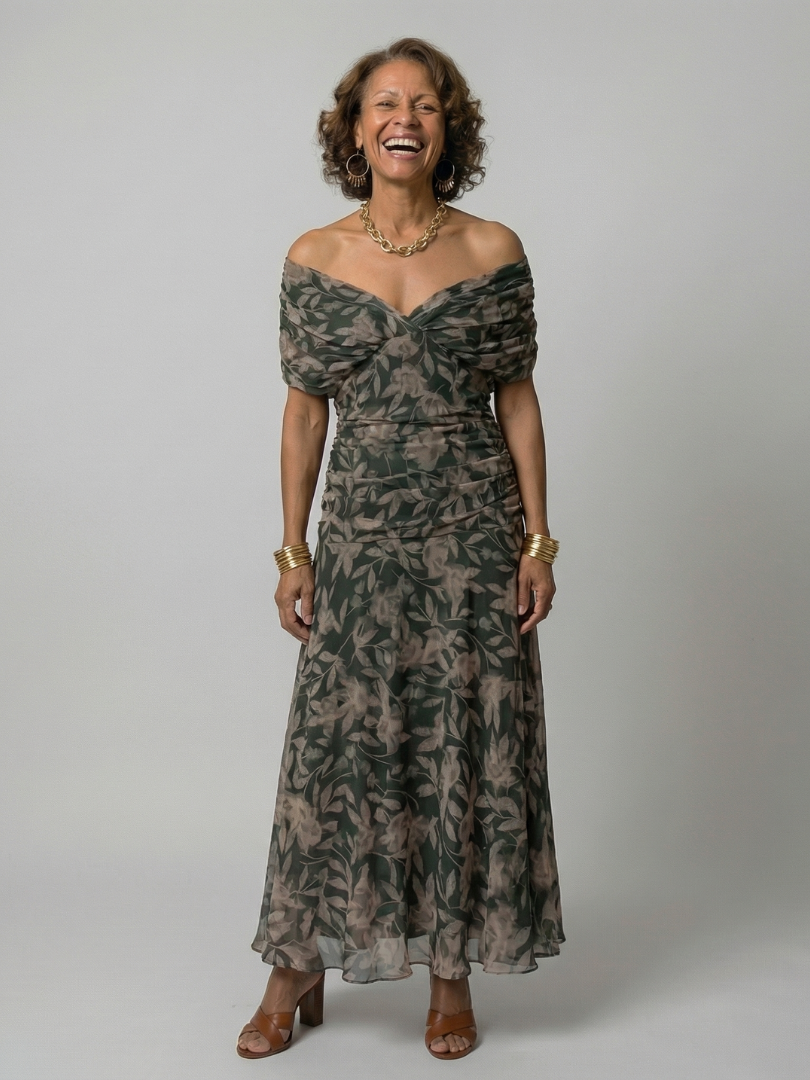 Robe midi décontractée épaules dénudées Calen
