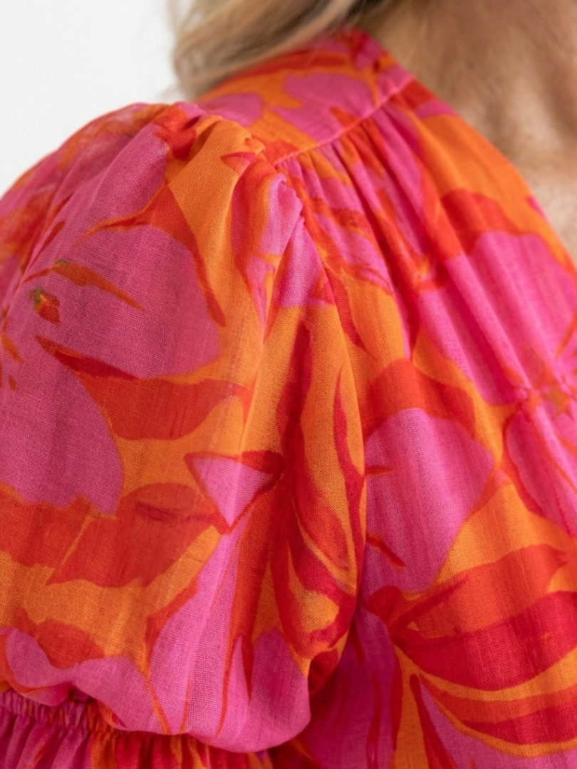 Robe Midi à Manches Bouffantes Marie