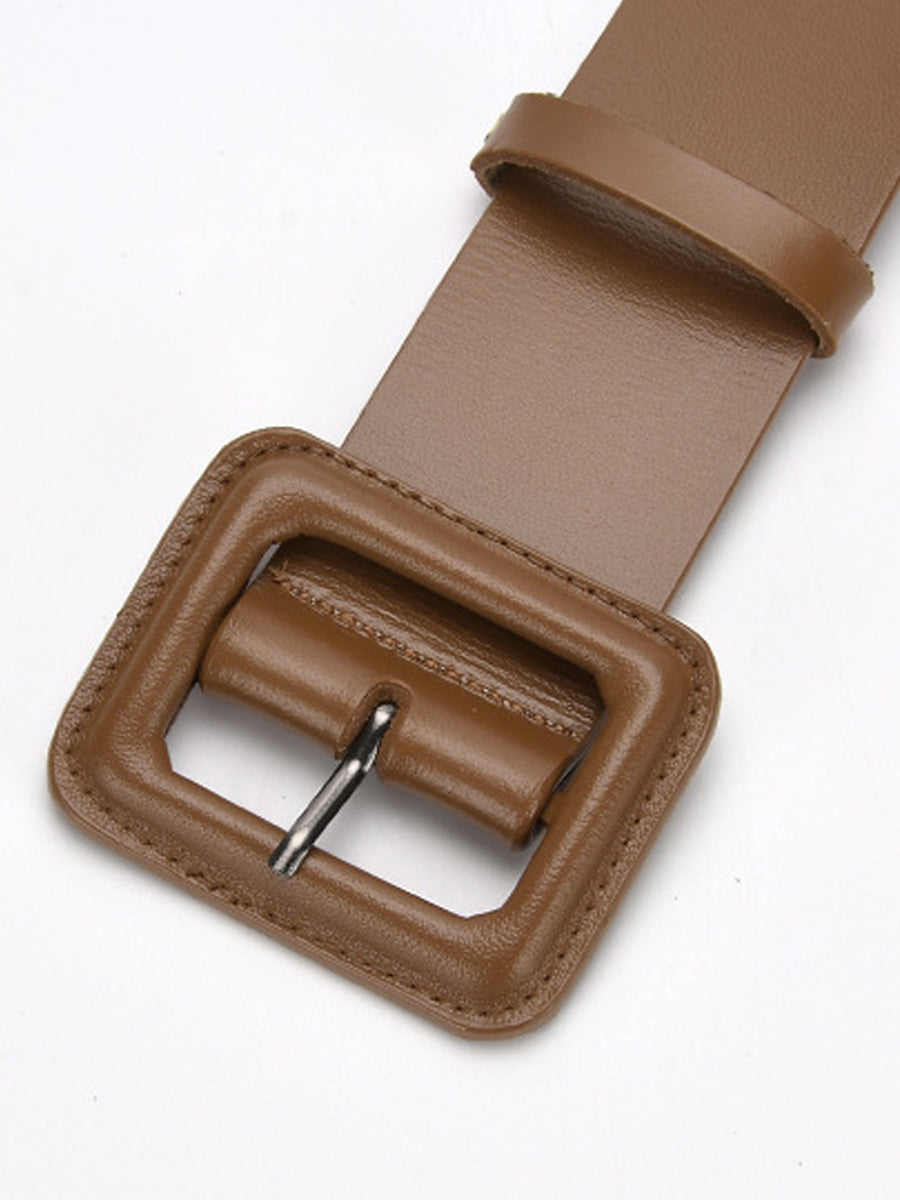 Ceinture tendance pour femme en similicuir uni avec boucle carrée
