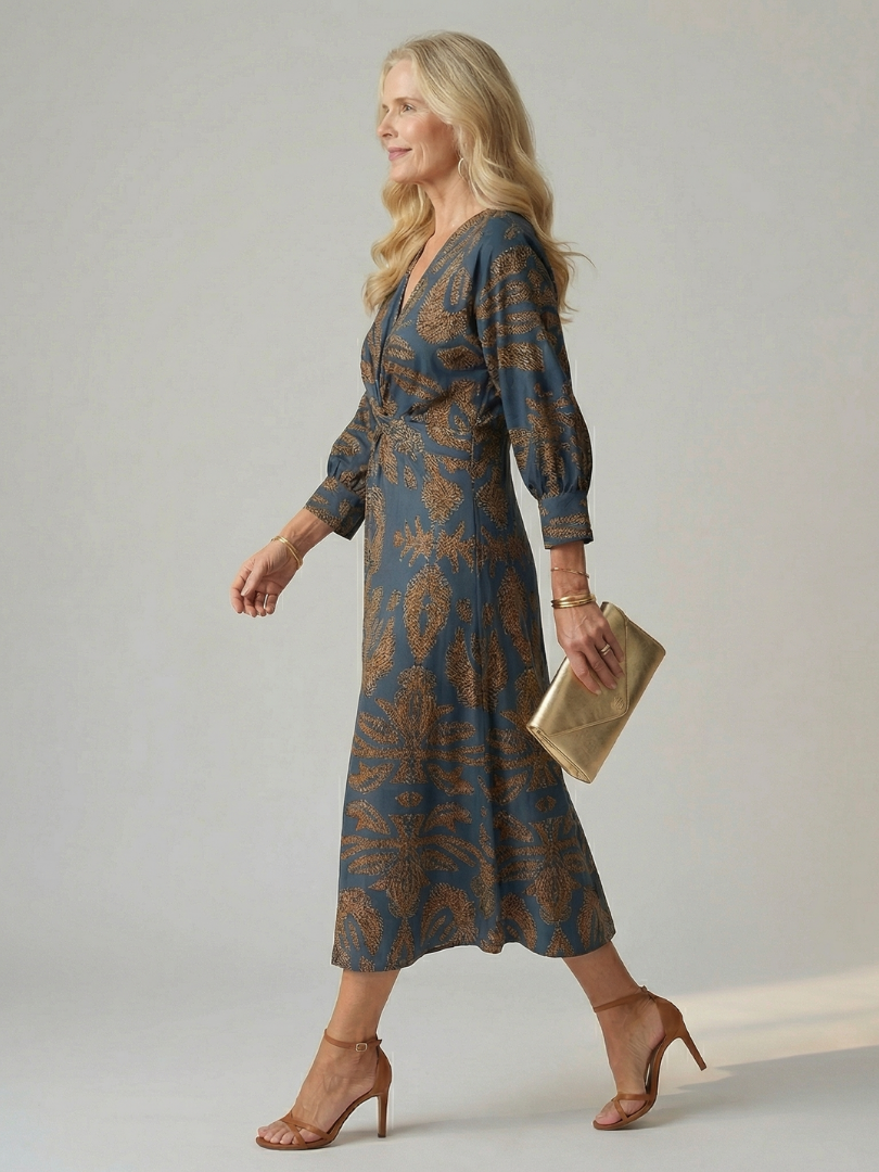 Robe midi cache-cœur naturelle Lune