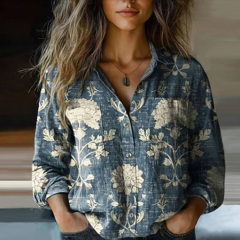 Blusa Retro Estampado Floral Nanna
