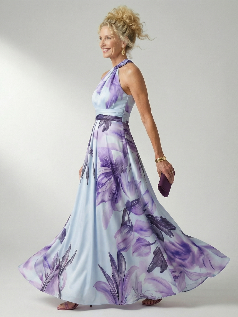 Robe longue fluide à imprimé fleuri Amiel