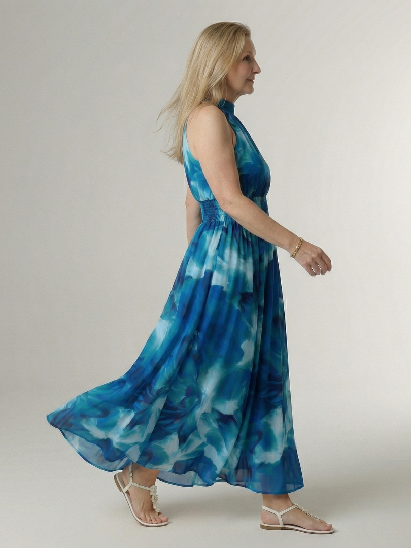 Robe midi Sylin froncée à col halter