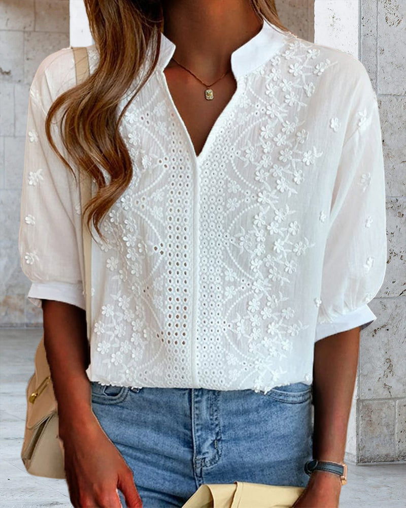 Blouse blanche élégante à manches bouffantes Ella