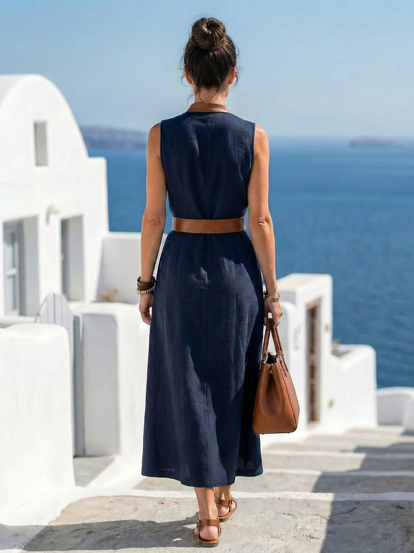 Robe Midi à Lignes Contrastées Myra