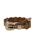 Cinturón de Cintura de Mujer Estilo Western Elegante con Relieve Floral en Cuero Sintético
