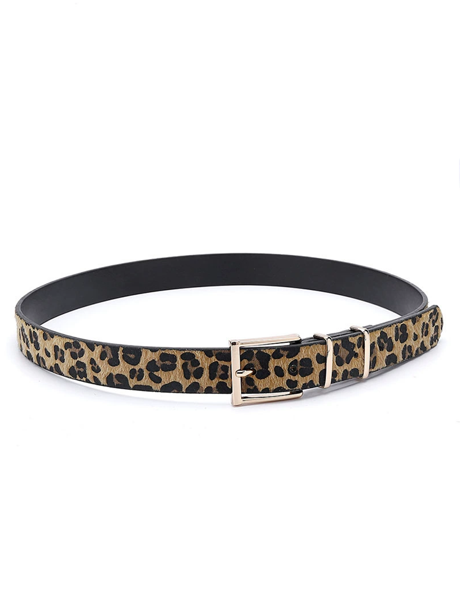 Cinturón de Mujer Creativo con Estampado de Leopardo en Pelo de Potro