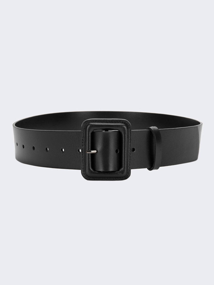 Ceinture tendance pour femme en similicuir uni avec boucle carrée