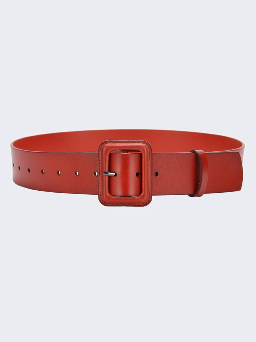 Ceinture tendance pour femme en similicuir uni avec boucle carrée
