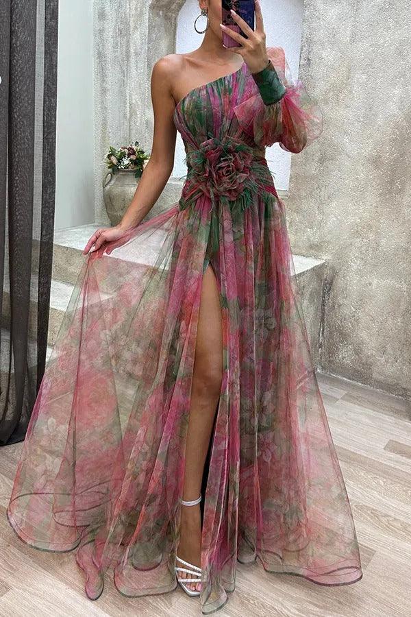 Marta | Robe longue d'été à fleurs avec jupe plissée