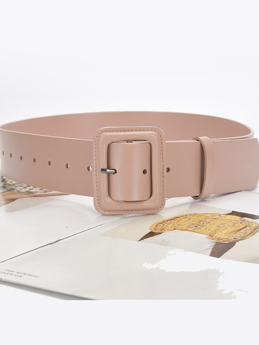 Ceinture tendance pour femme en similicuir uni avec boucle carrée