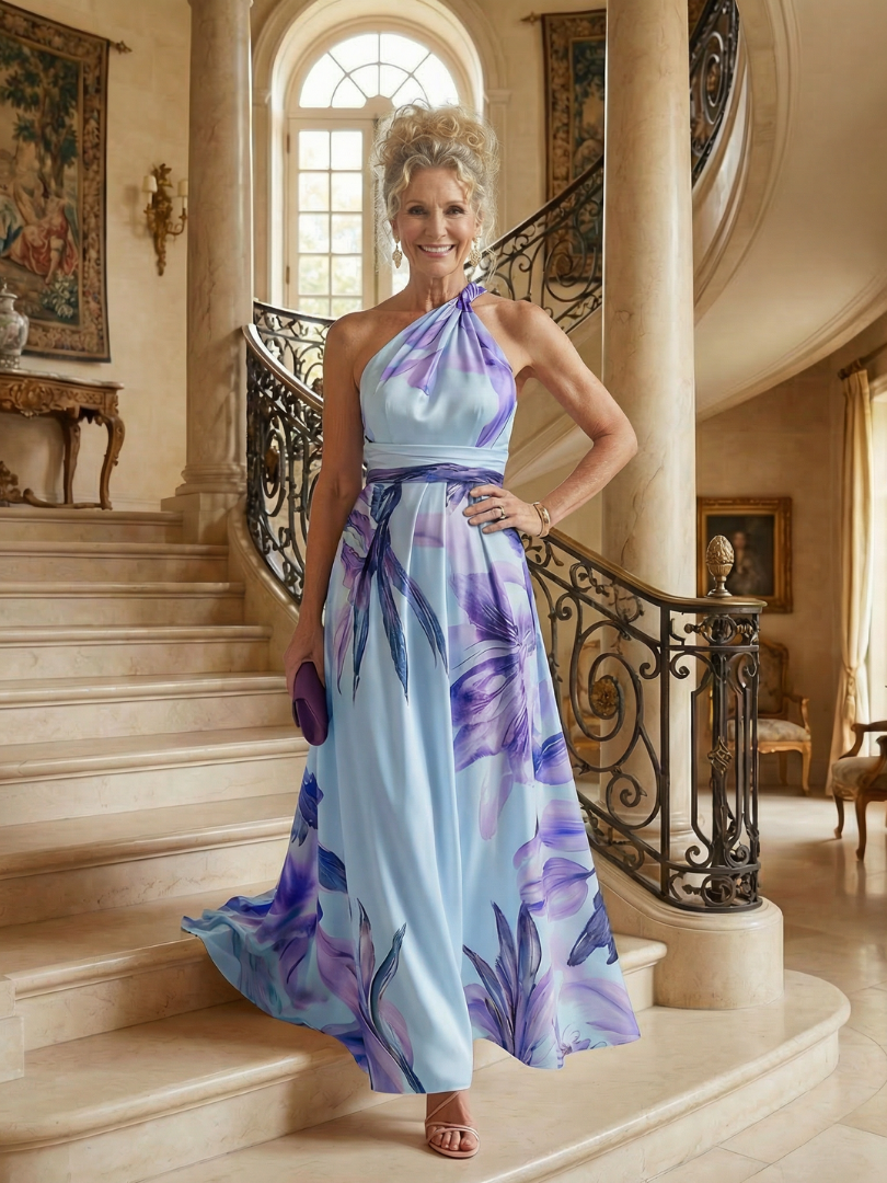 Robe longue fluide à imprimé fleuri Amiel