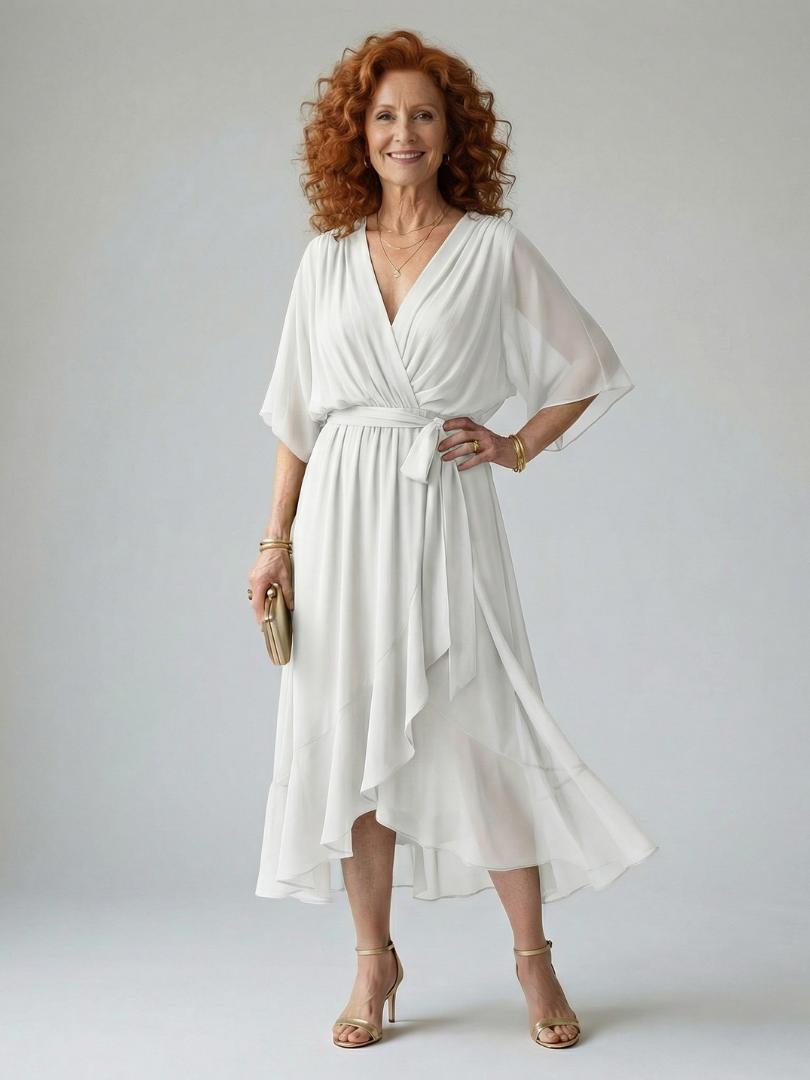 Robe midi drapée Elric
