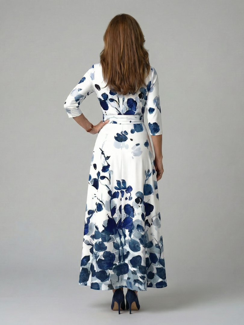 Robe midi cache-cœur à col Celine