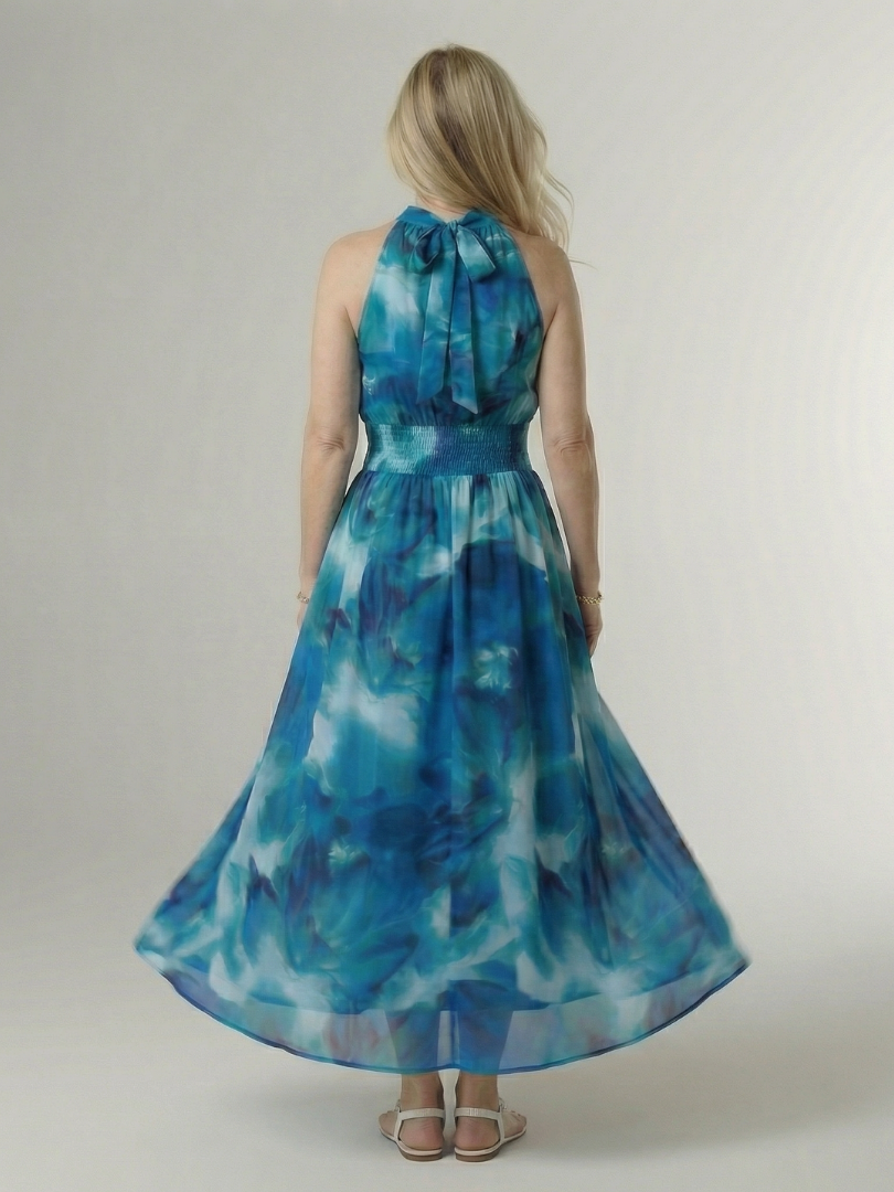 Robe midi Sylin froncée à col halter