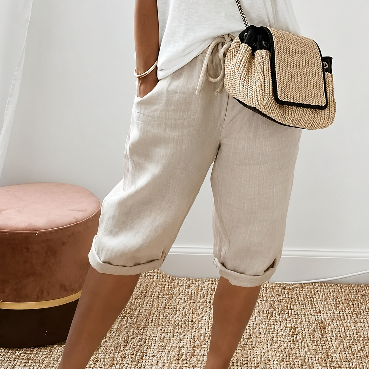Short Capri Camille à cordon de serrage