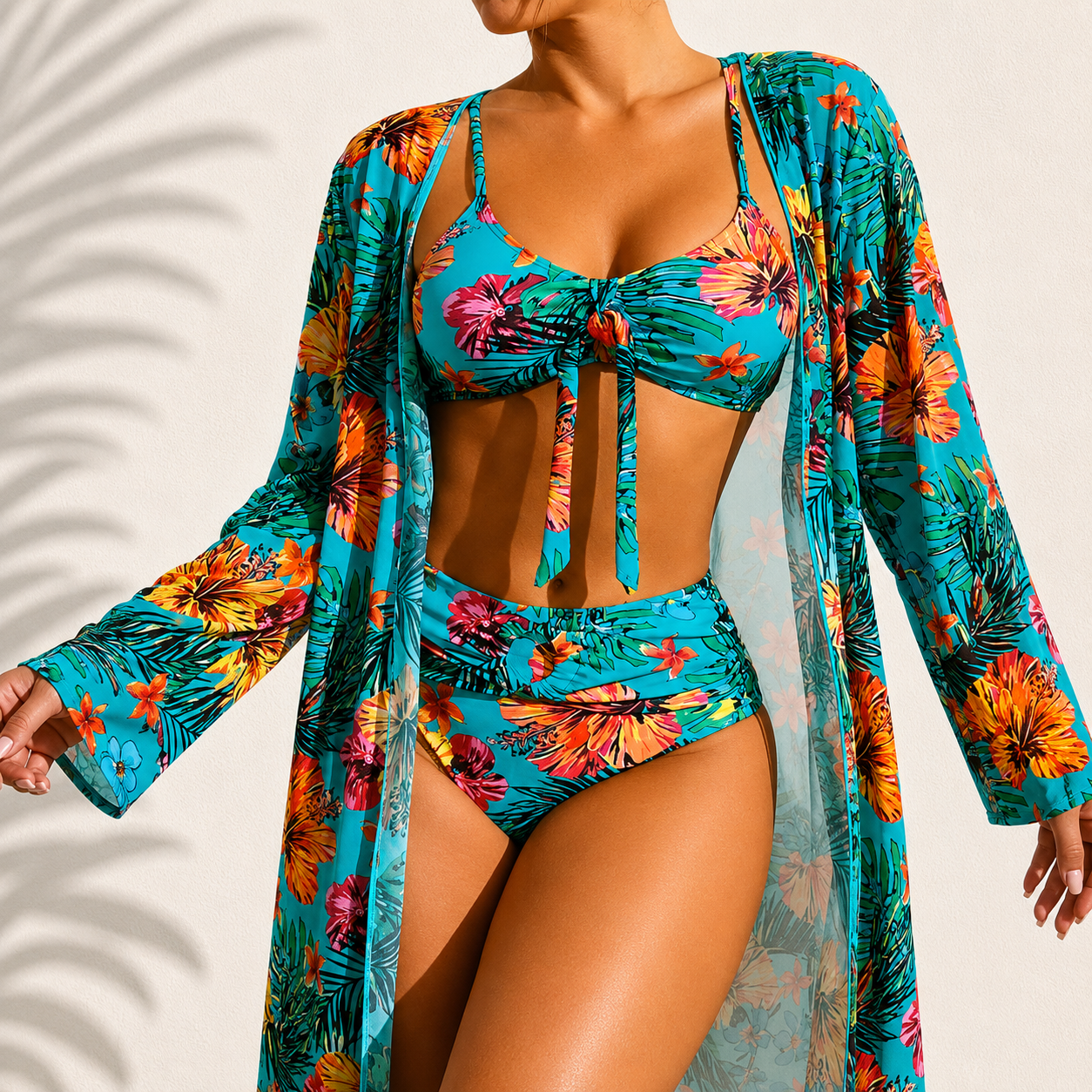 Maillot de bain 3 pièces tropical élégant Marie