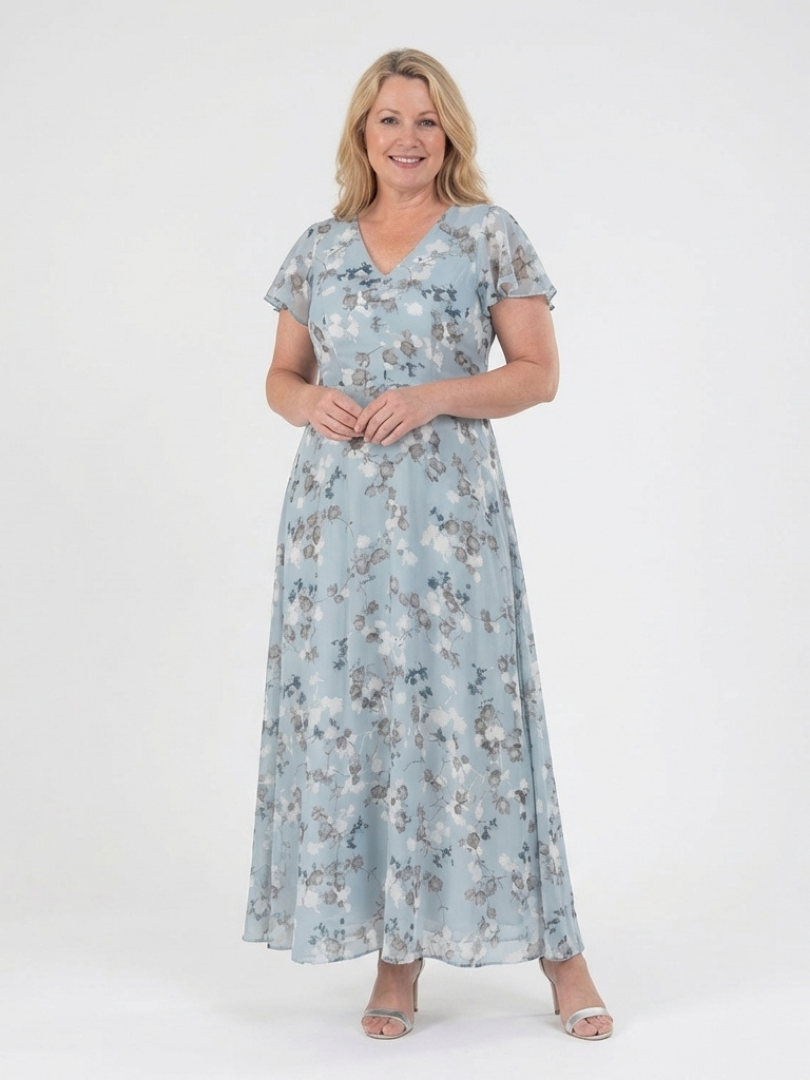 Robe longue en mousseline fleurie Ismeria