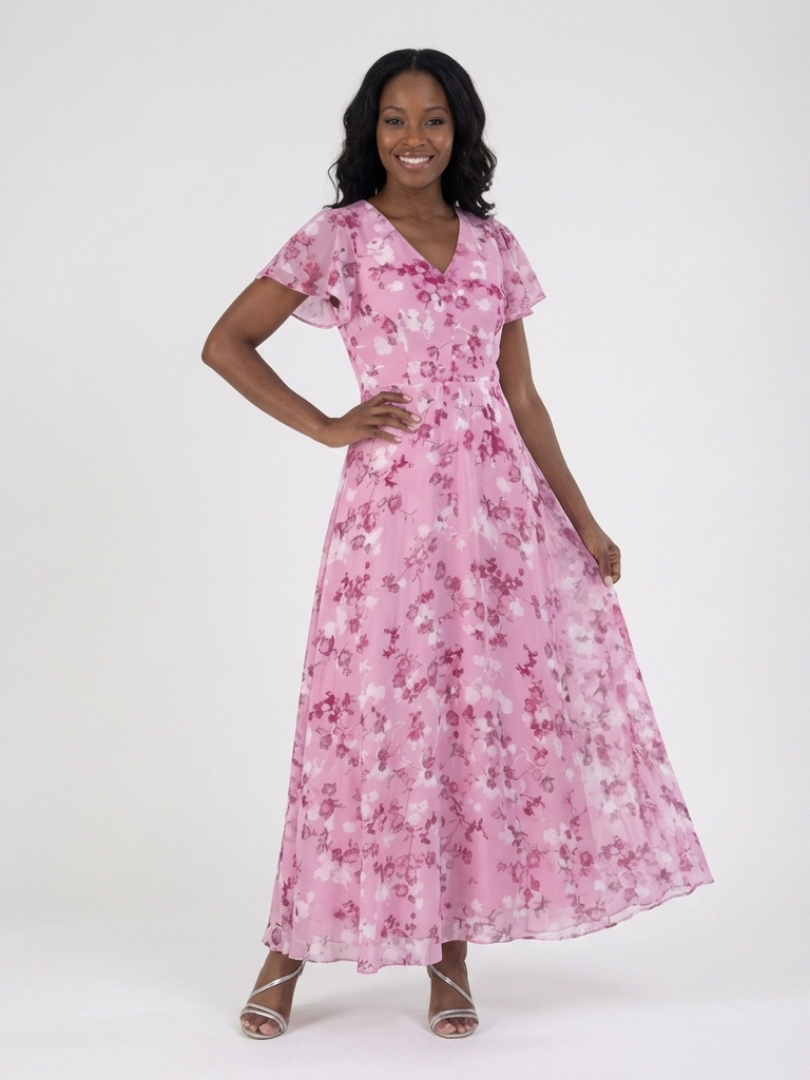 Robe longue en mousseline fleurie Ismeria