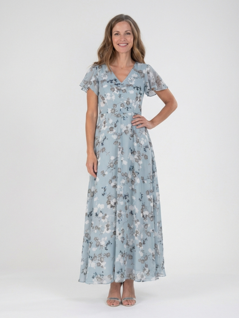 Robe longue en mousseline fleurie Ismeria