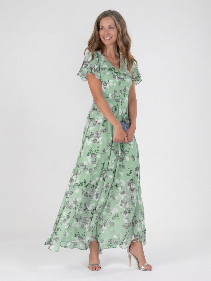 Robe longue en mousseline fleurie Ismeria