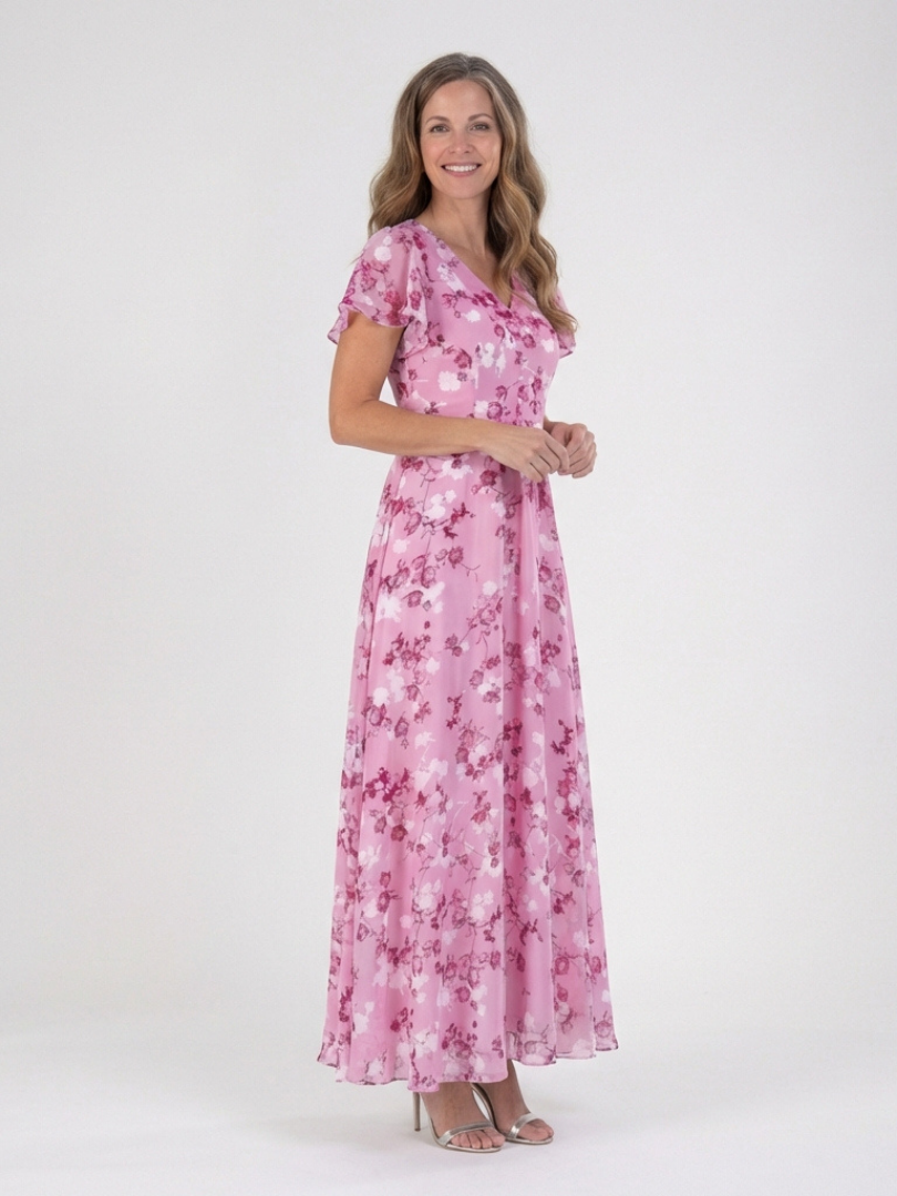 Robe longue en mousseline fleurie Ismeria
