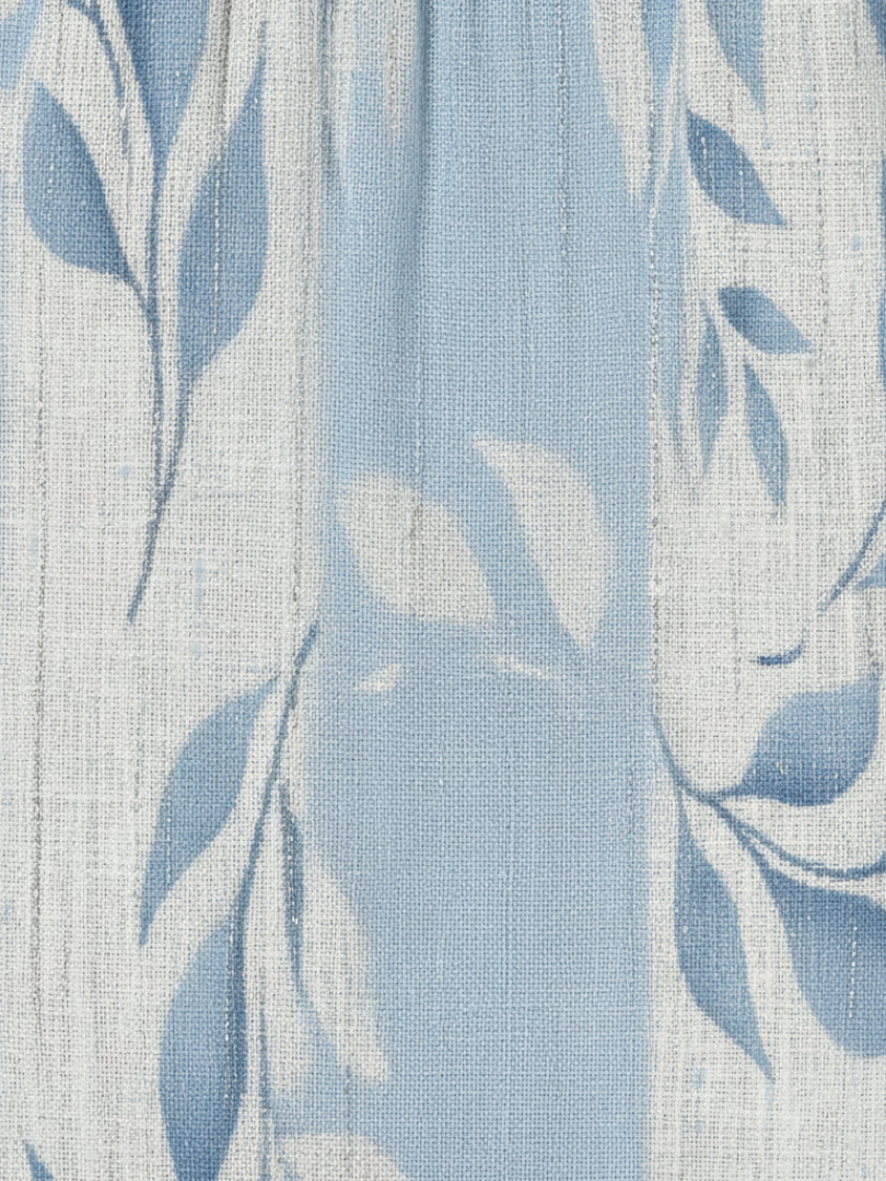 Robe midi bleue à motif feuille Solene