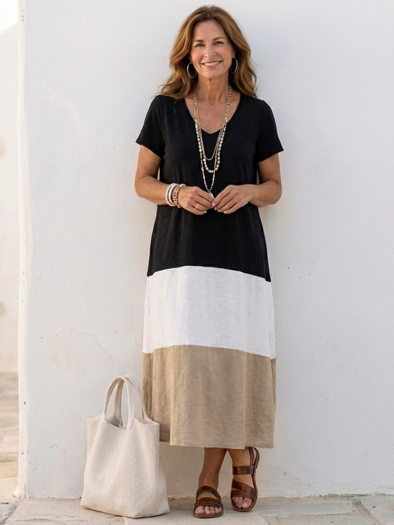 Robe Midi à Manches Courtes Thailia