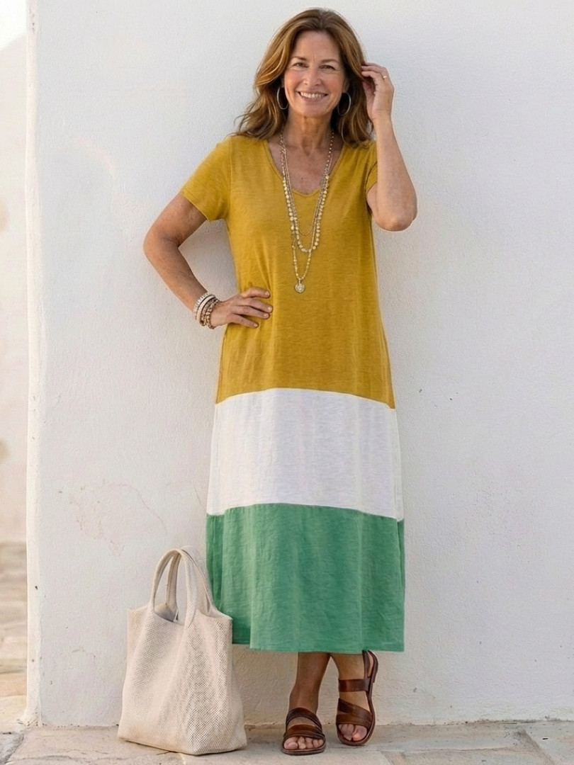 Robe midi Thailia à manches courtes